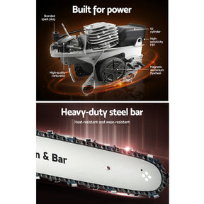 Giantz Chainsaw Petrol 52CC 20" Oregon Bar Commercial E - Start Pruning Chain Saw - SportZone.co.nz