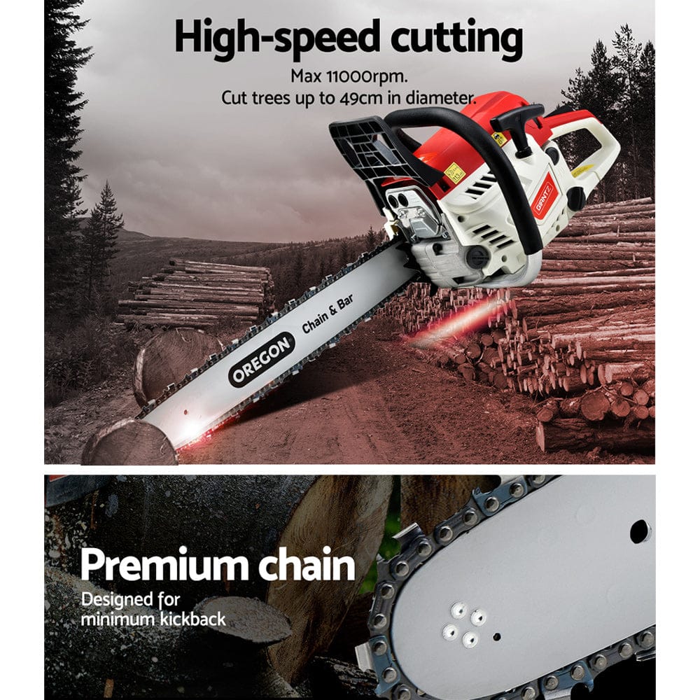 Giantz Chainsaw Petrol 52CC 20" Oregon Bar Commercial E - Start Pruning Chain Saw - SportZone.co.nz