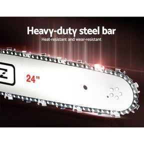 Giantz Chainsaw Petrol 72CC 24" Bar Commercial E - Start Pruning Chain Saw - SportZone.co.nz