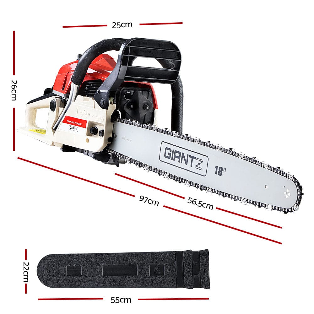 Giantz Chainsaw Petrol 75CC 18" Bar Commercial E - Start Pruning Chain Saw - SportZone.co.nz