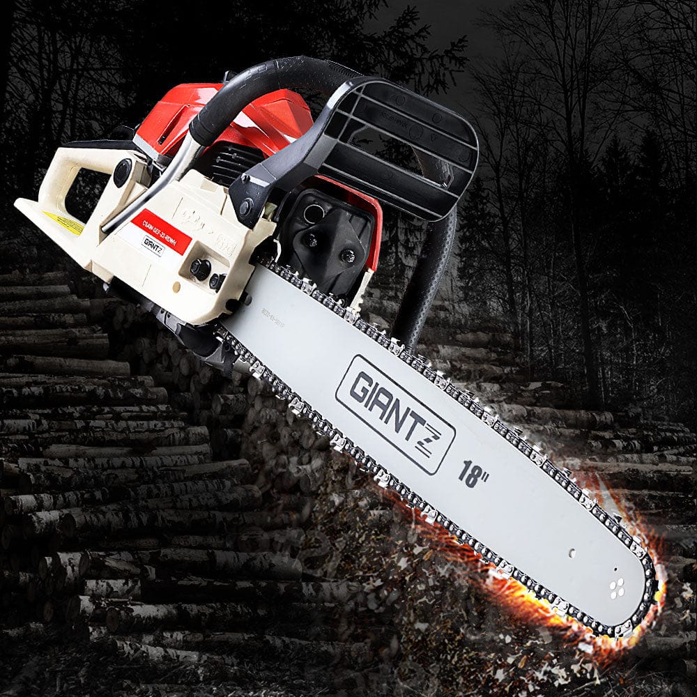 Giantz Chainsaw Petrol 75CC 18" Bar Commercial E - Start Pruning Chain Saw - SportZone.co.nz