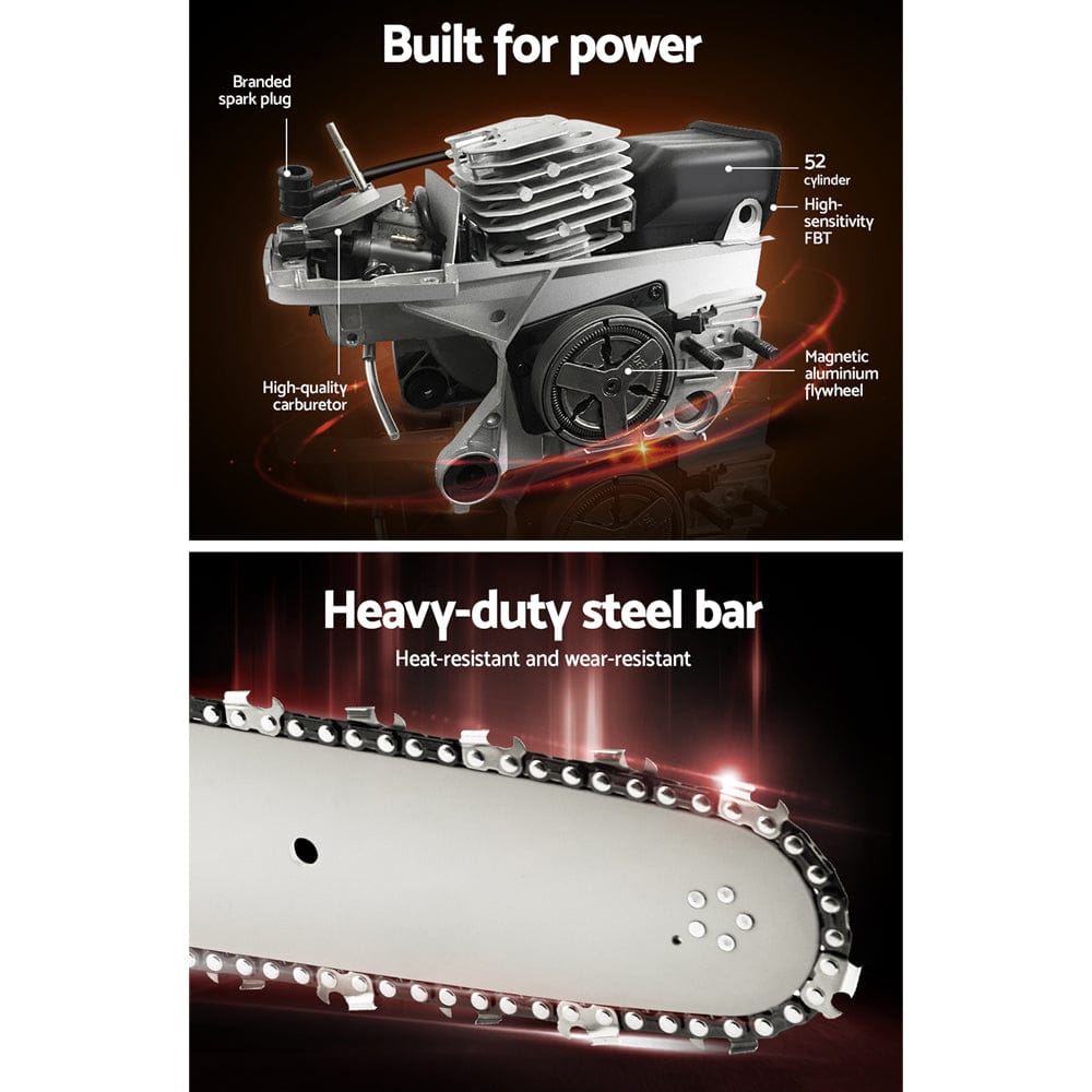 Giantz Chainsaw Petrol 92CC 24" Bar Commercial E - Start Pruning Chain Saw - SportZone.co.nz