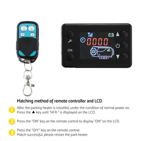 Giantz Diesel Air Heater 12 - 24V 2KW LCD Display Remote Control for Car Bus RV Indoor Black - SportZone.co.nz