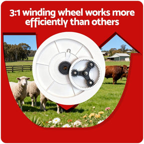 Giantz Electric Fence Reel Geared Portable Polywire Fencing Farm White - SportZone.co.nz