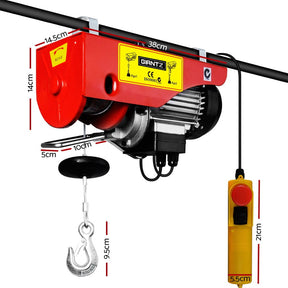 Giantz Electric Hoist Winch 300/600KG Cable 18M Rope Tool Remote Chain Lifting - SportZone.co.nz