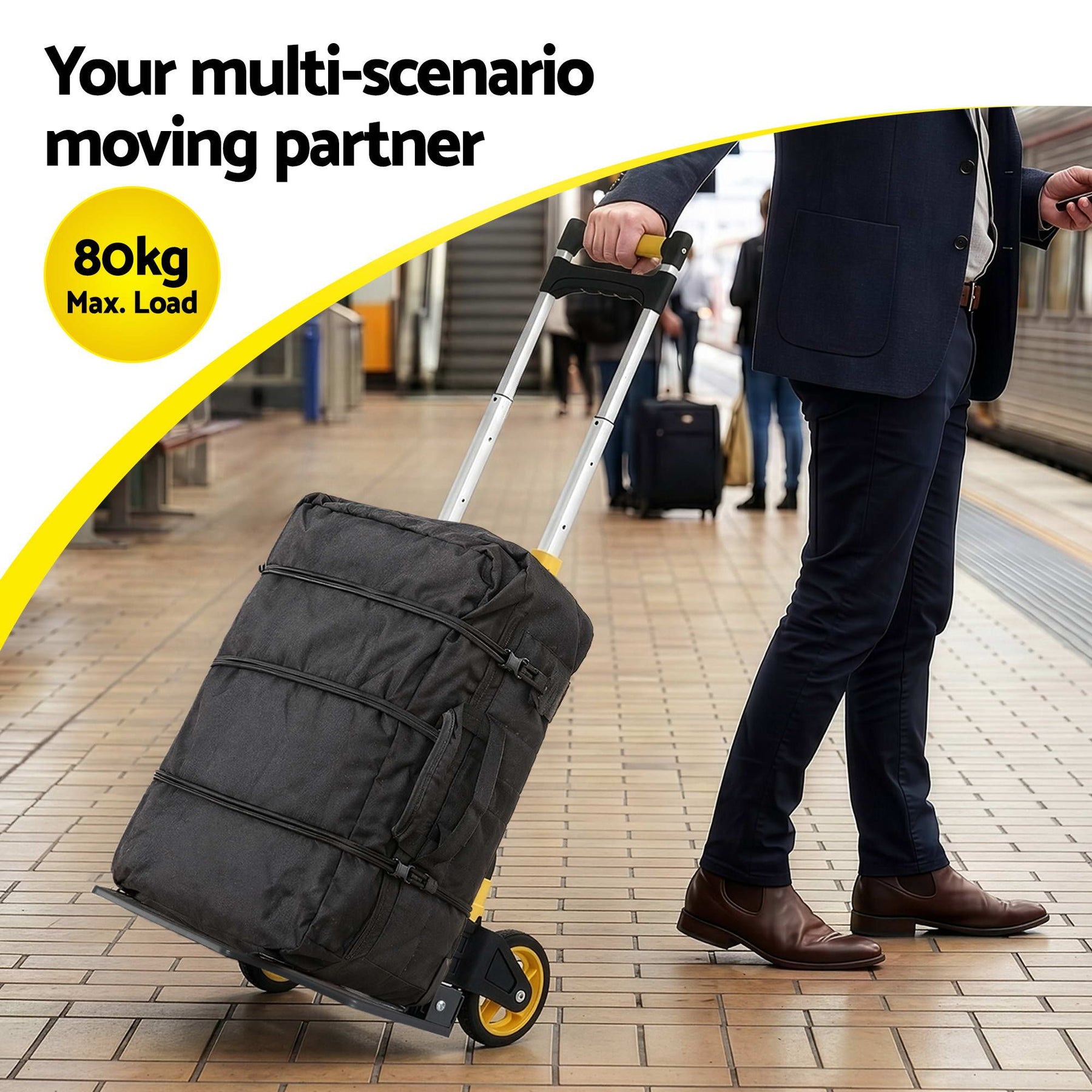 Giantz Folding Trolley Portable Hand Truck Lightweight Travel Luggage Silver - SportZone.co.nz