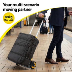 Giantz Folding Trolley Portable Hand Truck Lightweight Travel Luggage Silver - SportZone.co.nz