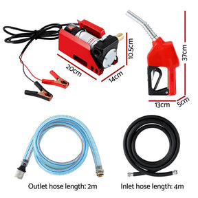 Giantz Fuel Transfer Pump Electric Diesel Kerosene Pump 12V DC 10GPM Nozzle Hose - SportZone.co.nz