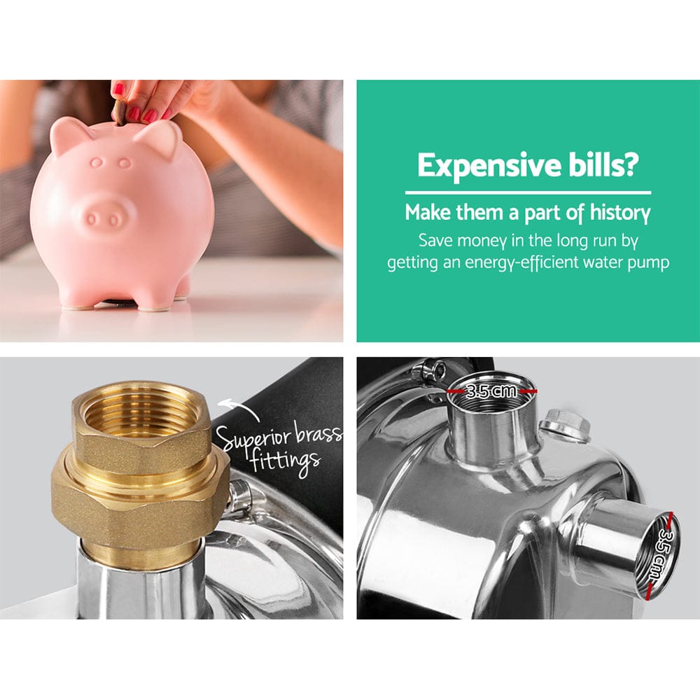 Giantz Garden Water Pump 1500W High Pressure Tank Rain Farm Irrigation Black - SportZone.co.nz