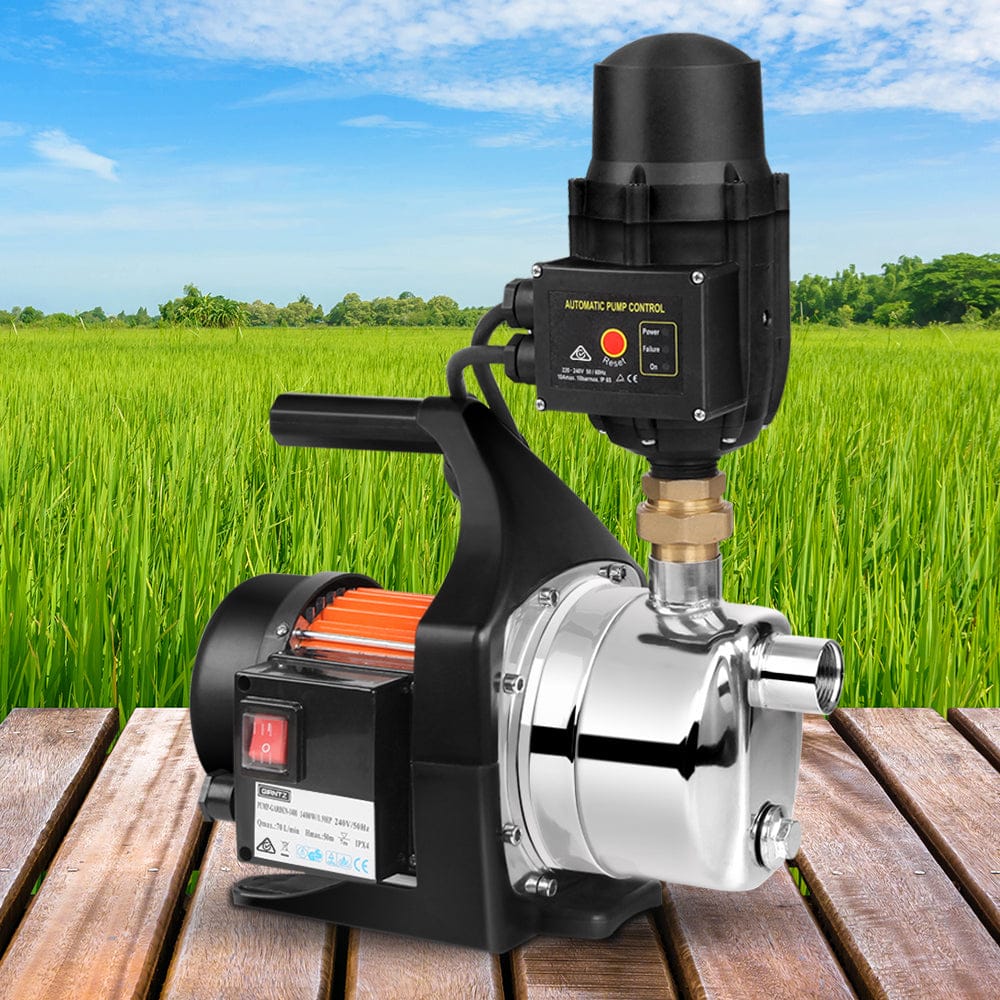 Giantz Garden Water Pump 1500W High Pressure Tank Rain Farm Irrigation Black - SportZone.co.nz