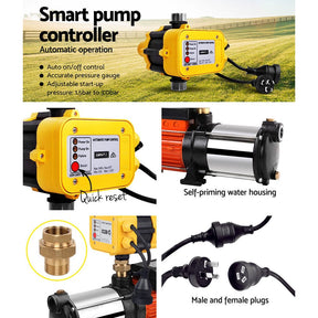 Giantz Garden Water Pump High Pressure 1800W 5 - Stage Tank Irrigation Yellow - SportZone.co.nz