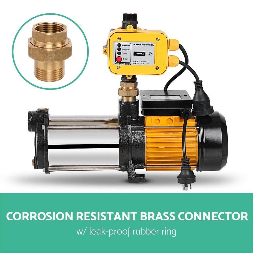 Giantz Garden Water Pump High Pressure 2000W 4 - Stage Tank Irrigation Yellow - SportZone.co.nz