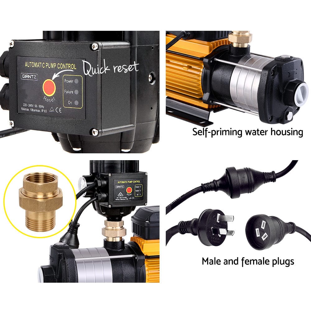 Giantz Garden Water Pump High Pressure 2000W 5 - Stage Tank Irrigation Black - SportZone.co.nz