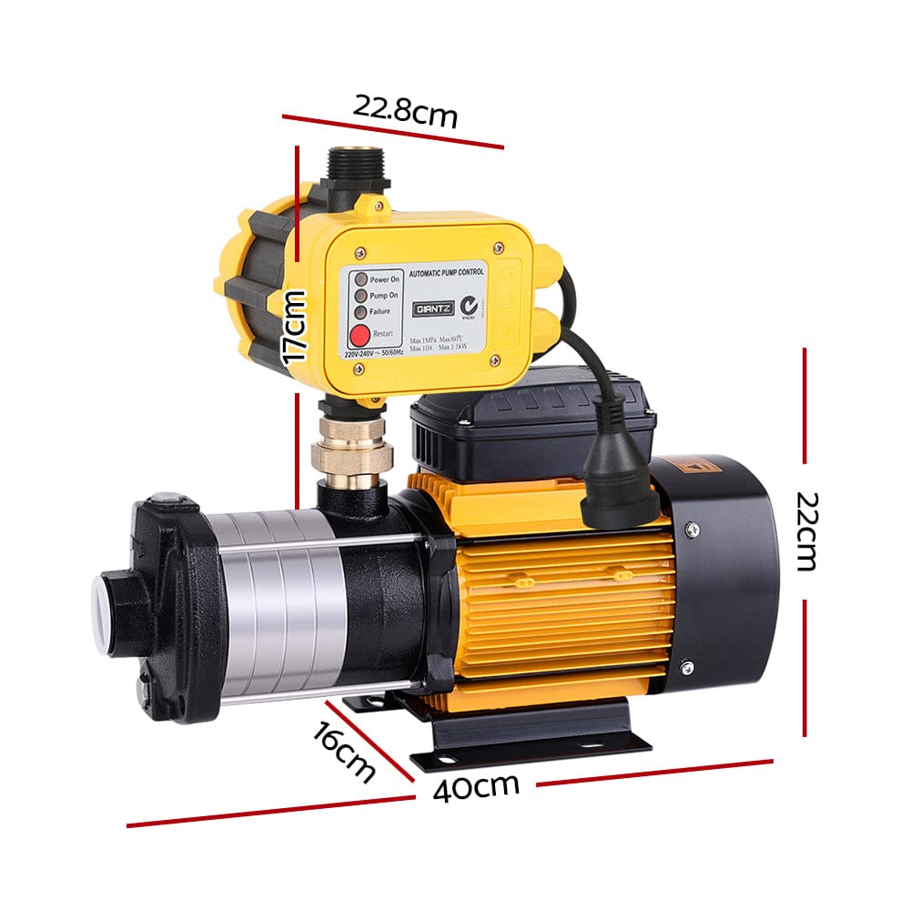 Giantz Garden Water Pump High Pressure 2000W 5 - Stage Tank Irrigation Yellow - SportZone.co.nz