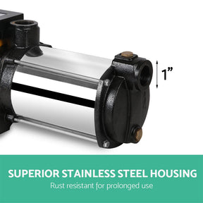 Giantz Garden Water Pump High Pressure 2500W 5 - Stage Tank Irrigation Black - SportZone.co.nz