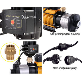 Giantz Garden Water Pump High Pressure 2500W 6 - Stage Tank Irrigation Yellow - SportZone.co.nz