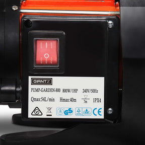 Giantz Garden Water Pump High Pressure 800W Max. Tank Rain Farm Irrigation House - SportZone.co.nz