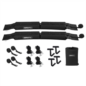GIANTZ Kayak Roof Rack for Car, Universal Soft Roof Rack Pads for Surfboard SUP Canoe, Roof Bars for SUV Sedan without Side Rails, Portable Cross Bars with 4.5m Tie Down Straps & Ropes, 80kg Capacity - SportZone.co.nz