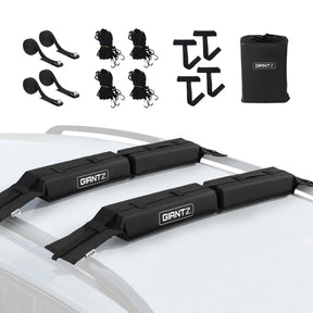 GIANTZ Kayak Roof Rack for Car, Universal Soft Roof Rack Pads for Surfboard SUP Canoe, Roof Bars for SUV Sedan without Side Rails, Portable Cross Bars with 4.5m Tie Down Straps & Ropes, 80kg Capacity - SportZone.co.nz
