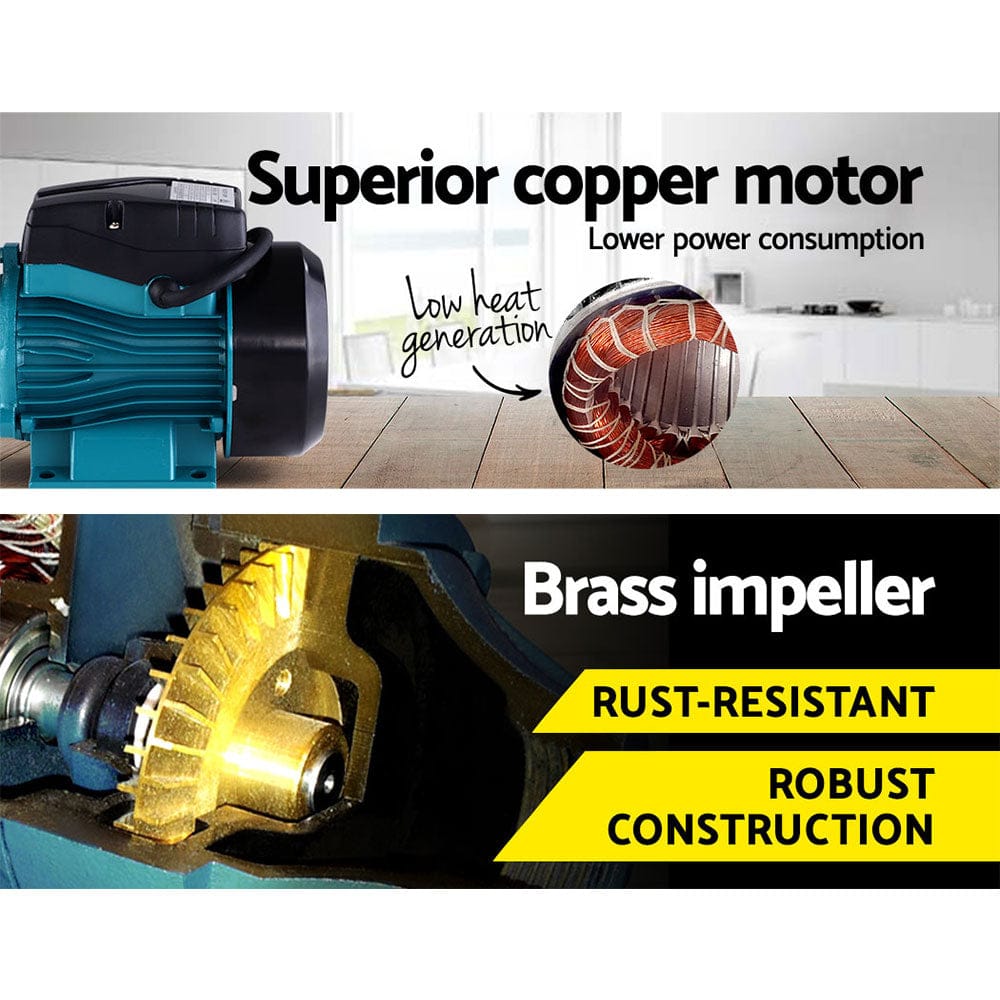 Giantz Peripheral Water Pump Garden Boiler Car Wash Auto Irrigation QB60 Black - SportZone.co.nz