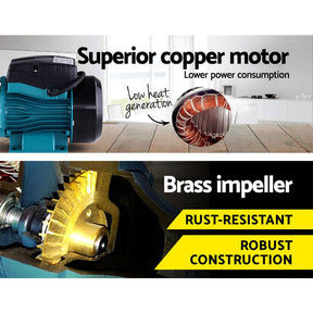 Giantz Peripheral Water Pump Garden Boiler Car Wash Auto Irrigation QB60 Black - SportZone.co.nz