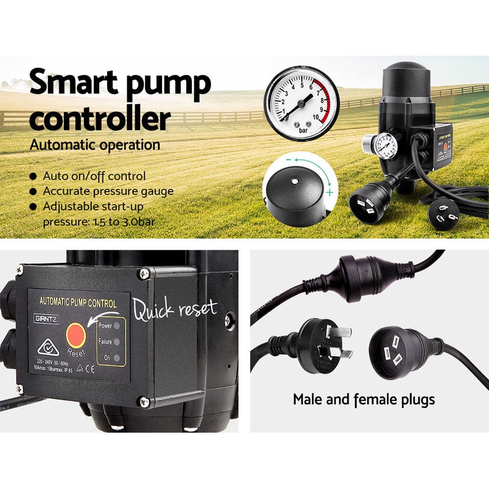 Giantz Peripheral Water Pump Garden Boiler Car Wash Auto Irrigation QB60 Black - SportZone.co.nz