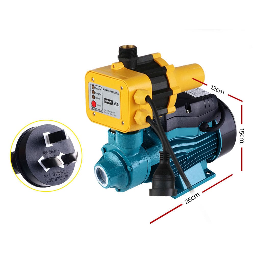 Giantz Peripheral Water Pump Garden Boiler Car Wash Electric Irrigation QB60 Yellow - SportZone.co.nz