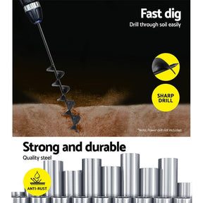 GIANTZ Power Garden Auger Small Earth Planter 75 X 600MM Black - SportZone.co.nz