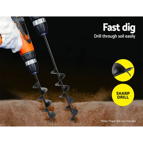 Giantz Power Garden Spiral Auger Hole Digger Earth Drill Bit 75x300 & 600mm - SportZone.co.nz
