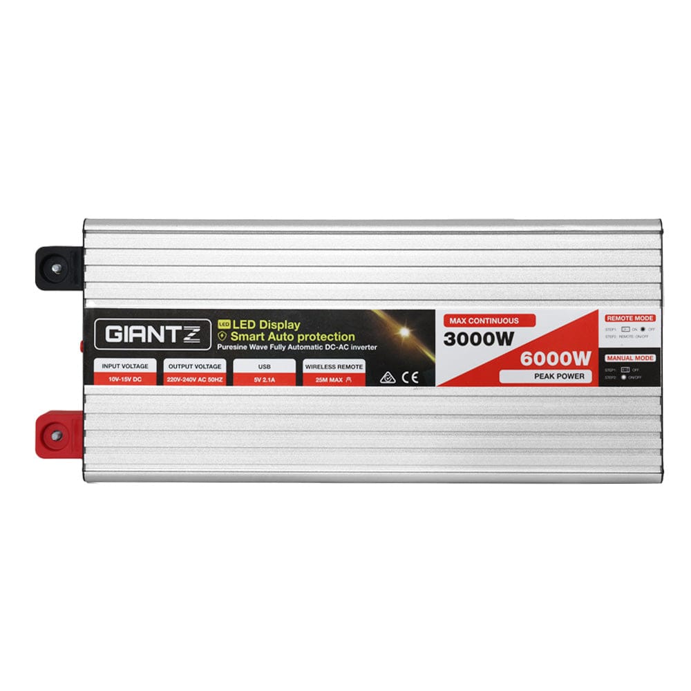 Giantz Power Inverter 3000W or 6000W Pure Sine Wave 12V - 240V Camping Boat Caravan - SportZone.co.nz