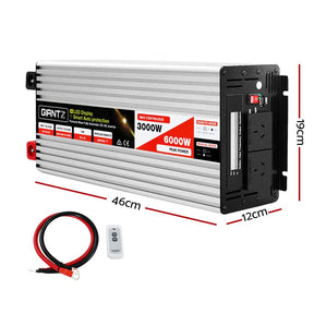 Giantz Power Inverter 3000W or 6000W Pure Sine Wave 12V - 240V Camping Boat Caravan - SportZone.co.nz