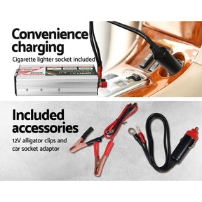 Giantz Power Inverter 600W/1200W 12V to 240V Pure Sine Wave Camping Car Boat - SportZone.co.nz