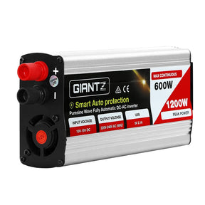 Giantz Power Inverter 600W/1200W 12V to 240V Pure Sine Wave Camping Car Boat - SportZone.co.nz