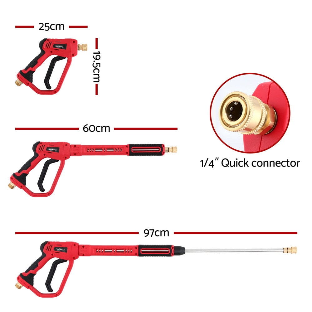 Giantz Pressure Washer Gun Short Trigger 4000PSI M22 - 14 1/4 Inch 5 Nozzles Red - SportZone.co.nz