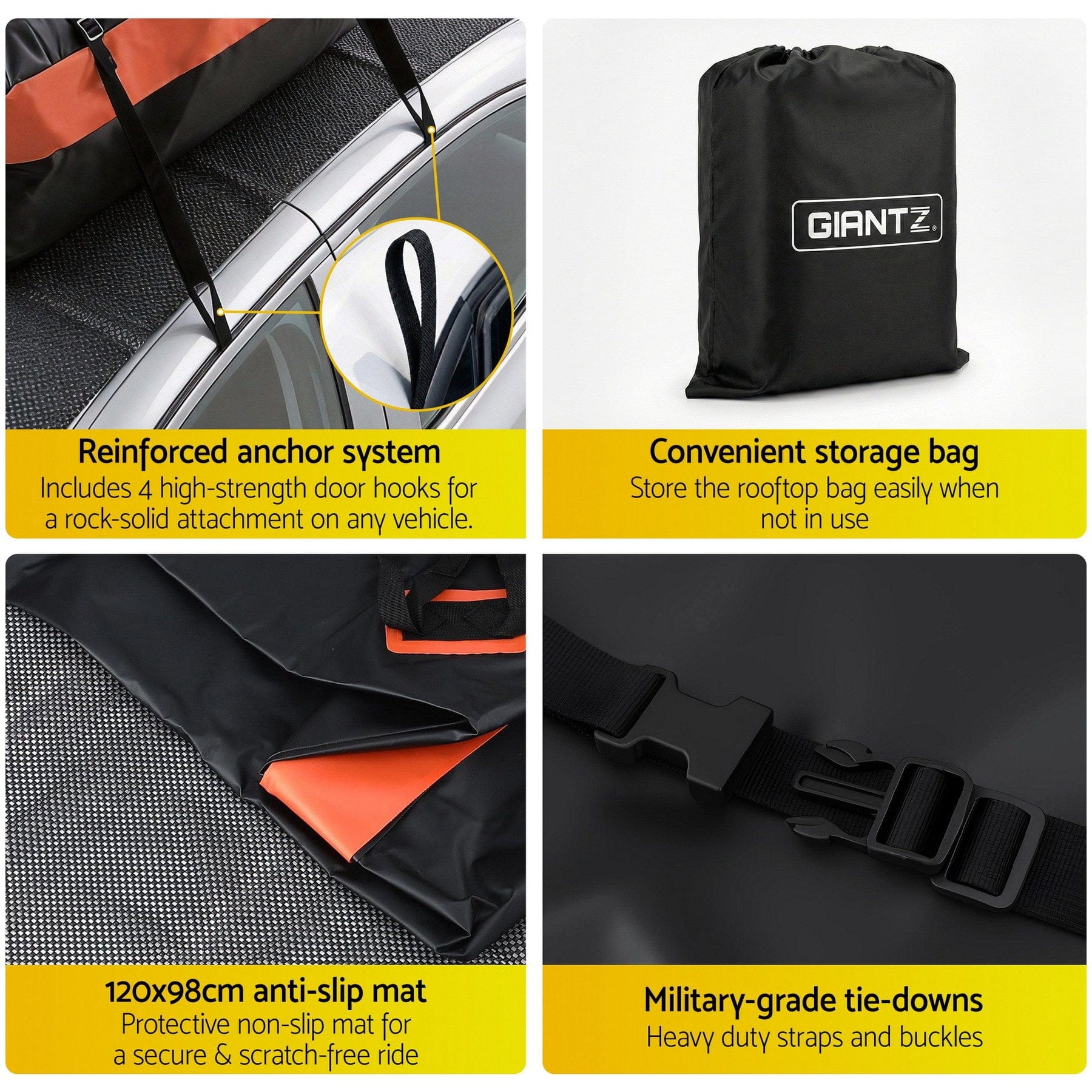Giantz Roof Top Cargo Bag Waterproof Car Luggage Carrier 15 Cubic Ft Universal - SportZone.co.nz
