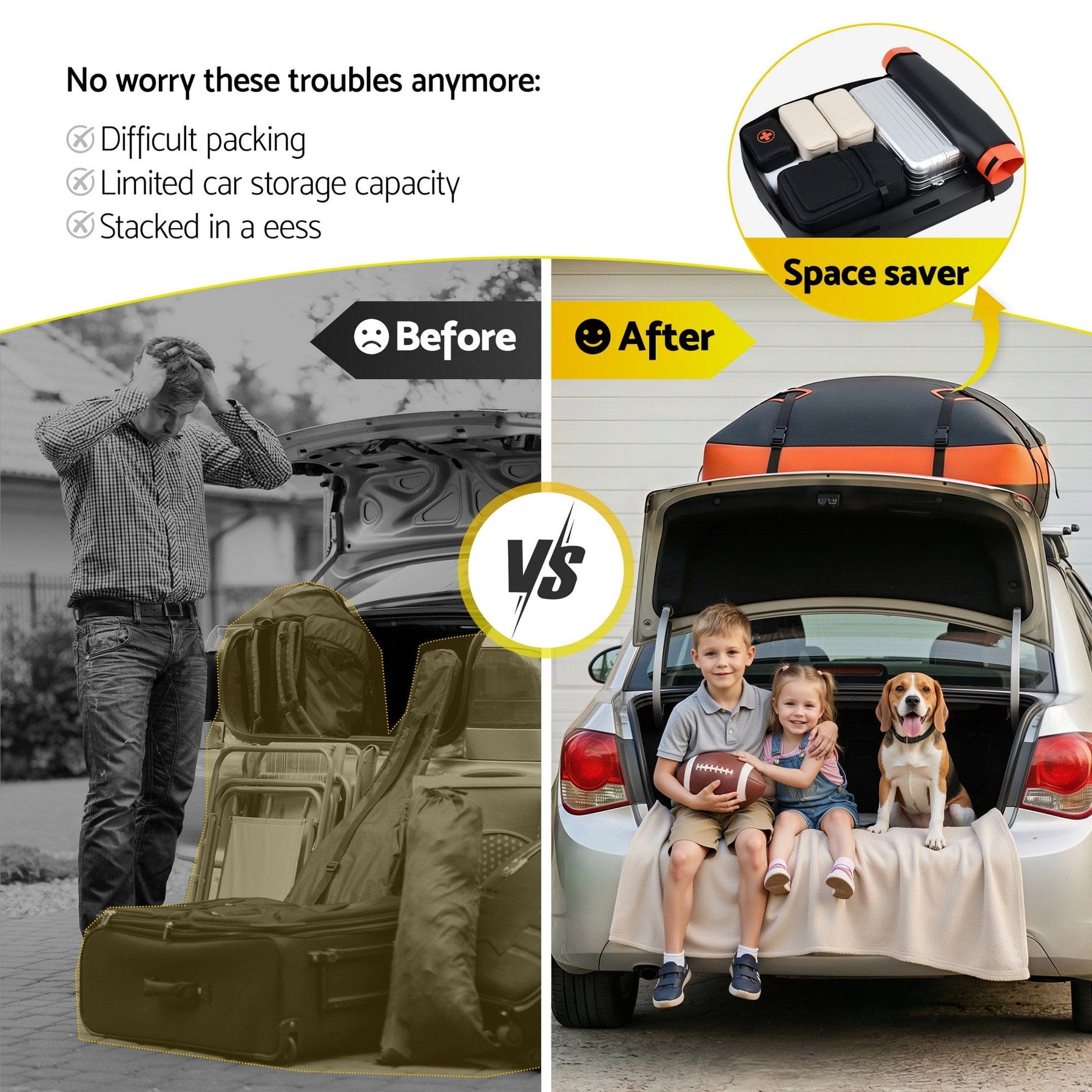 Giantz Roof Top Cargo Bag Waterproof Car Luggage Carrier 15 Cubic Ft Universal - SportZone.co.nz