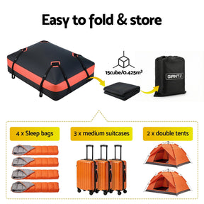 Giantz Roof Top Cargo Bag Waterproof Car Luggage Carrier 15 Cubic Ft Universal - SportZone.co.nz