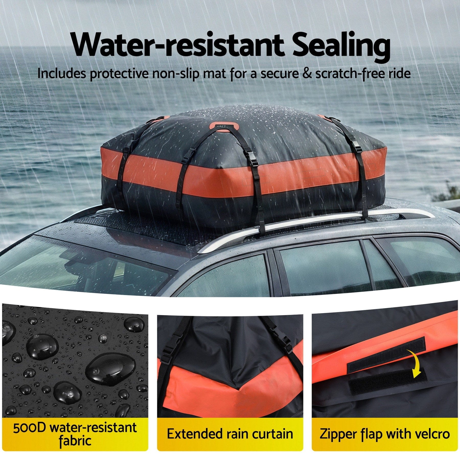 Giantz Roof Top Cargo Bag Waterproof Car Luggage Carrier 15 Cubic Ft Universal - SportZone.co.nz