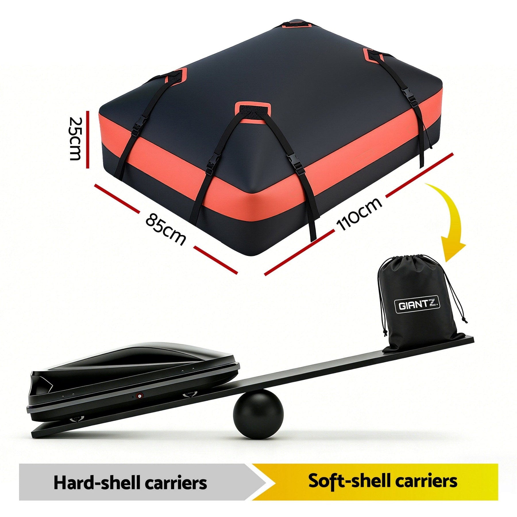 Giantz Roof Top Cargo Bag Waterproof Car Luggage Carrier 15 Cubic Ft Universal - SportZone.co.nz