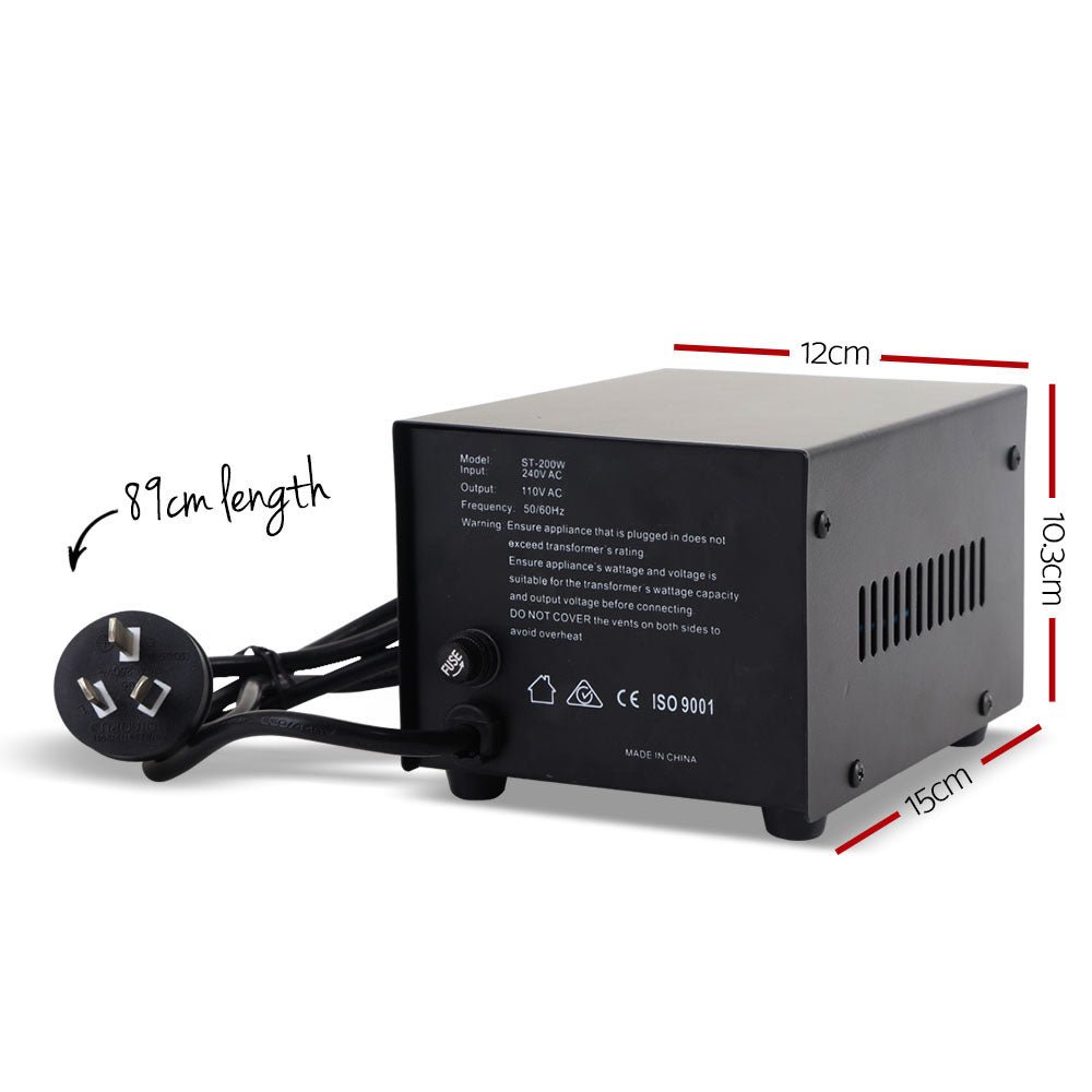 Giantz Step Down Transformer 200W 240V TO 110V Stepdown Voltage Converter AU - US - SportZone.co.nz