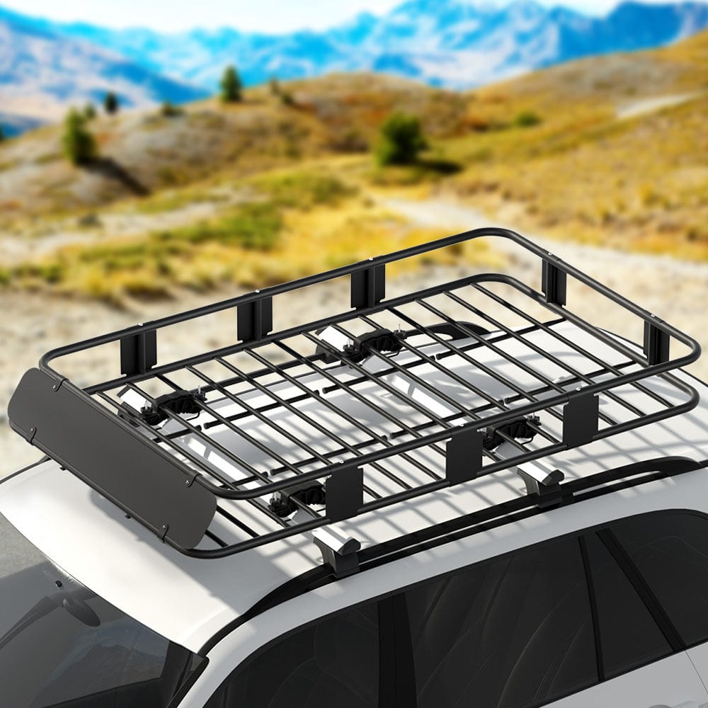Giantz Universal Car Roof Rack Basket Luggage Vehicle Cargo Carrier 160cm Black - SportZone.co.nz