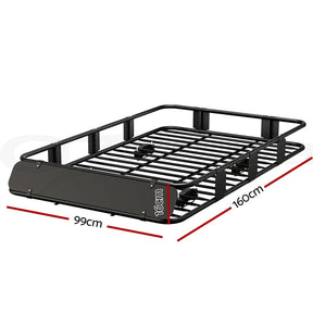 Giantz Universal Car Roof Rack Basket Luggage Vehicle Cargo Carrier 160cm Black - SportZone.co.nz