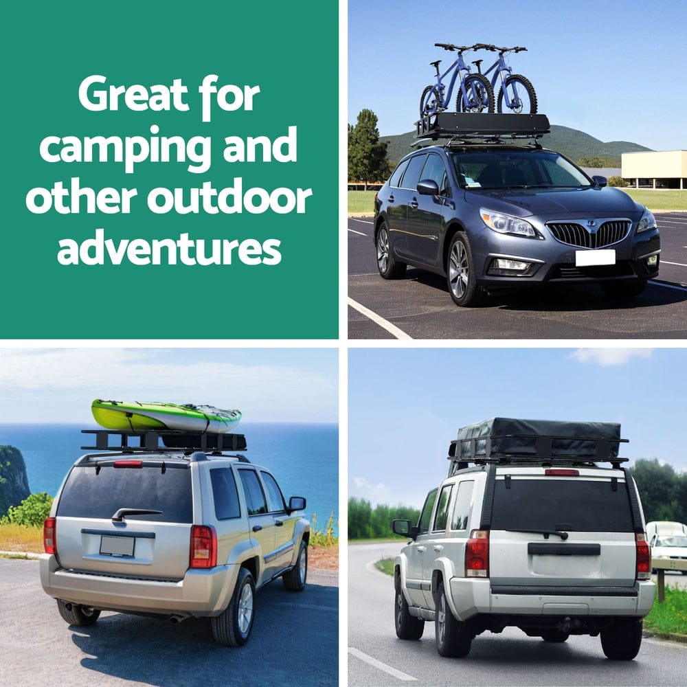 Giantz Universal Car Roof Rack Basket Luggage Vehicle Cargo Carrier 160cm Black - SportZone.co.nz