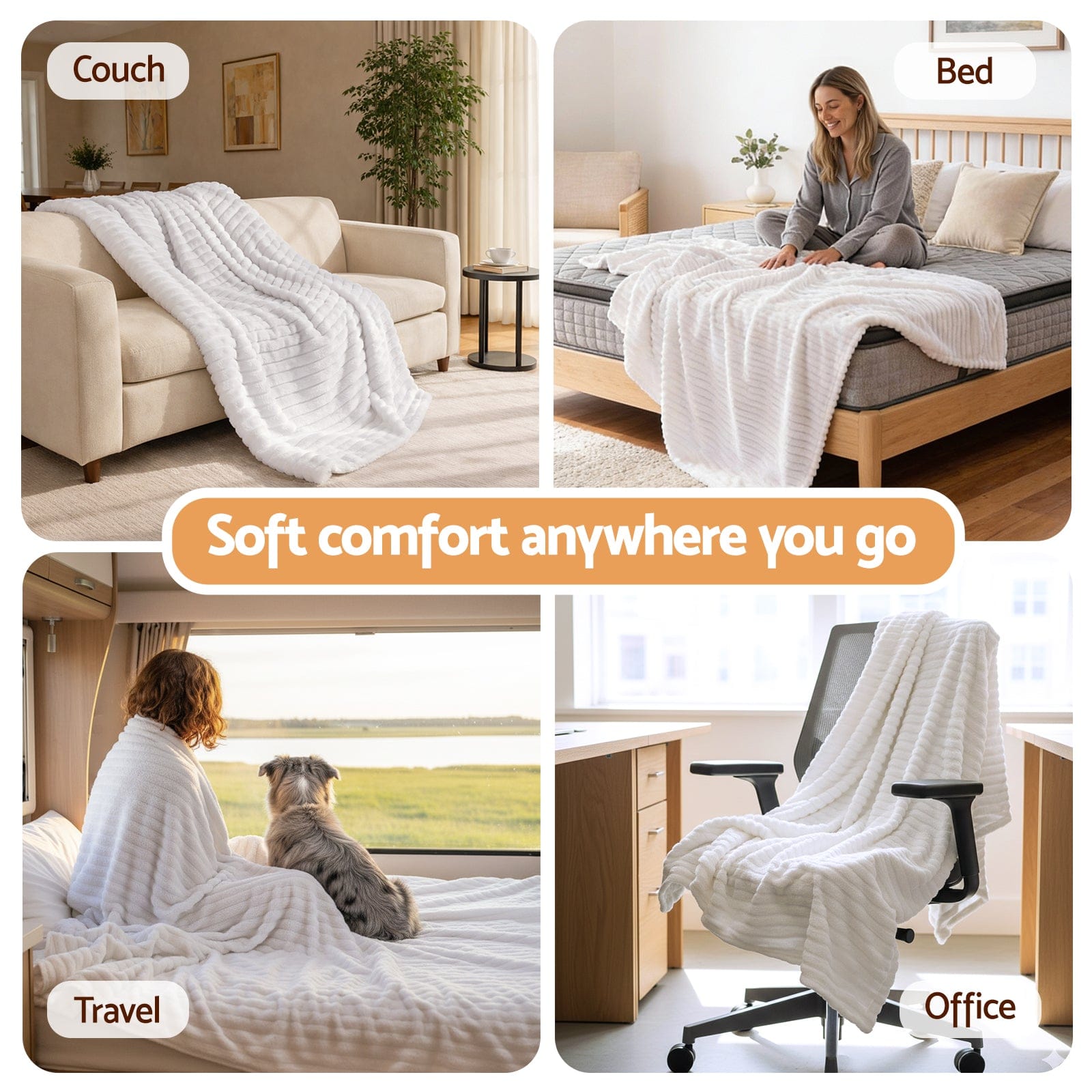 Giselle 127x152cm Throw Blanket Fleece Soft Lightweight Cozy Sofa Couch Bed Throw - SportZone.co.nz