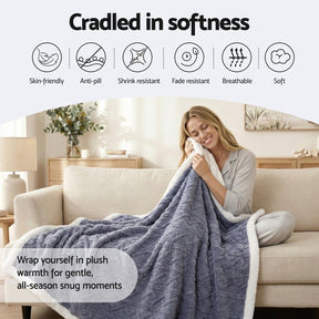Giselle 203x230cm Throw Blanket Double - Sided Fleece Lightweight For Sofa Couch Bed - SportZone.co.nz