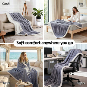 Giselle 203x230cm Throw Blanket Double - Sided Fleece Lightweight For Sofa Couch Bed - SportZone.co.nz