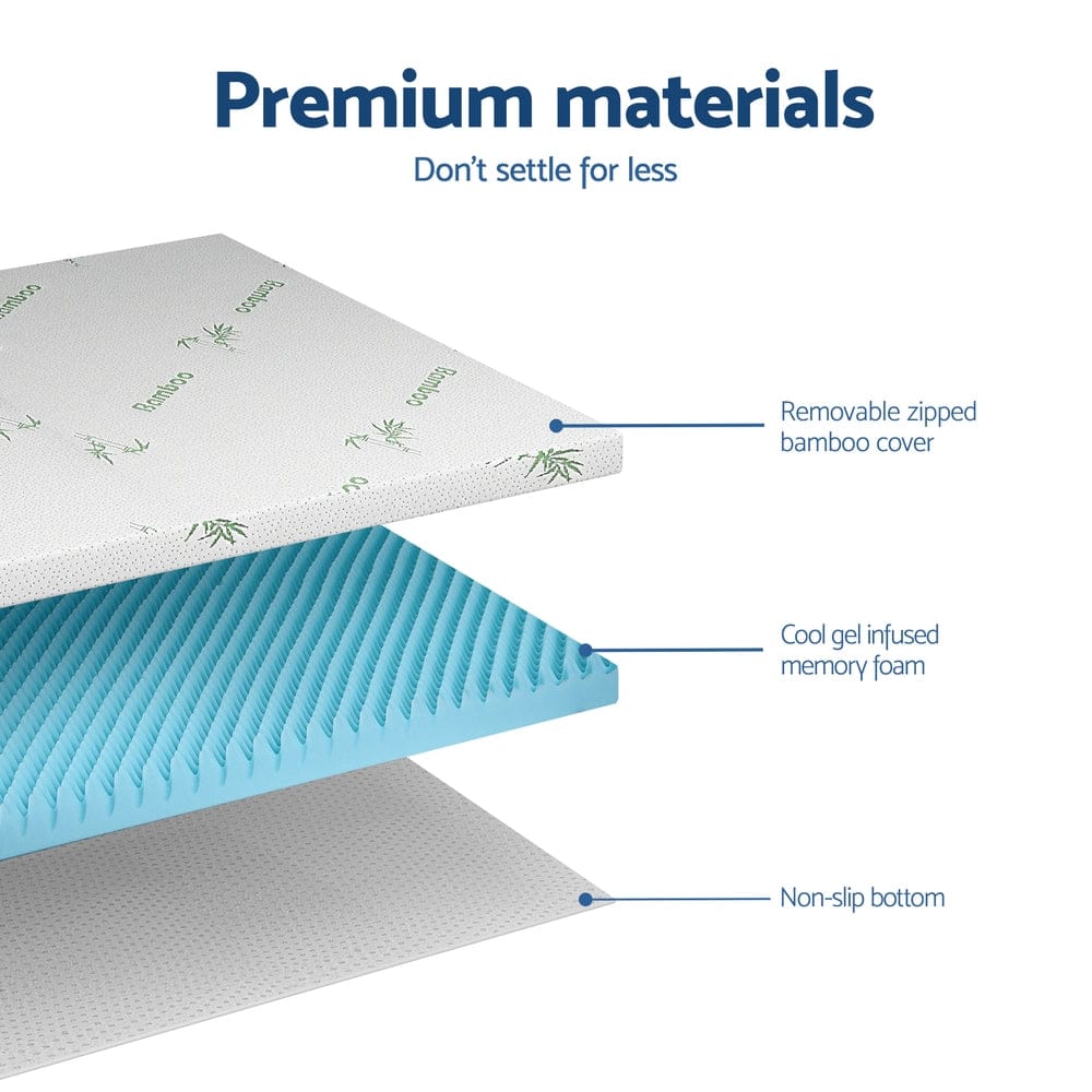 Giselle 8cm Memory Foam Mattress Topper Gel Egg Crate Foam Bamboo Double - SportZone.co.nz