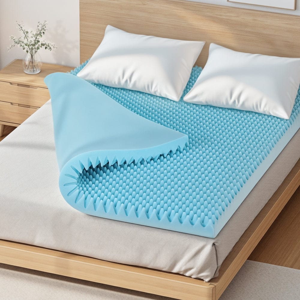 Giselle 8cm Memory Foam Mattress Topper Gel Egg Crate Foam Bamboo Double - SportZone.co.nz