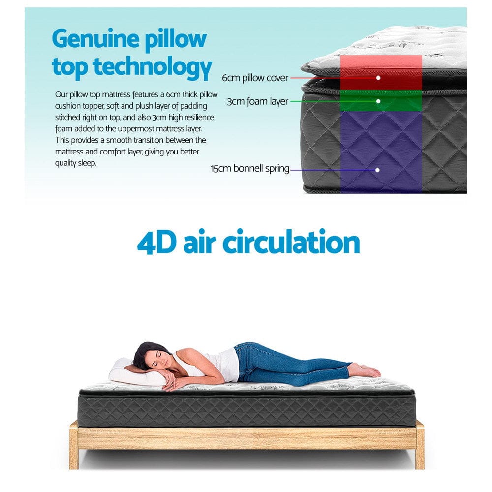 Giselle Bedding 24cm Mattress Pillow Top Single - SportZone.co.nz