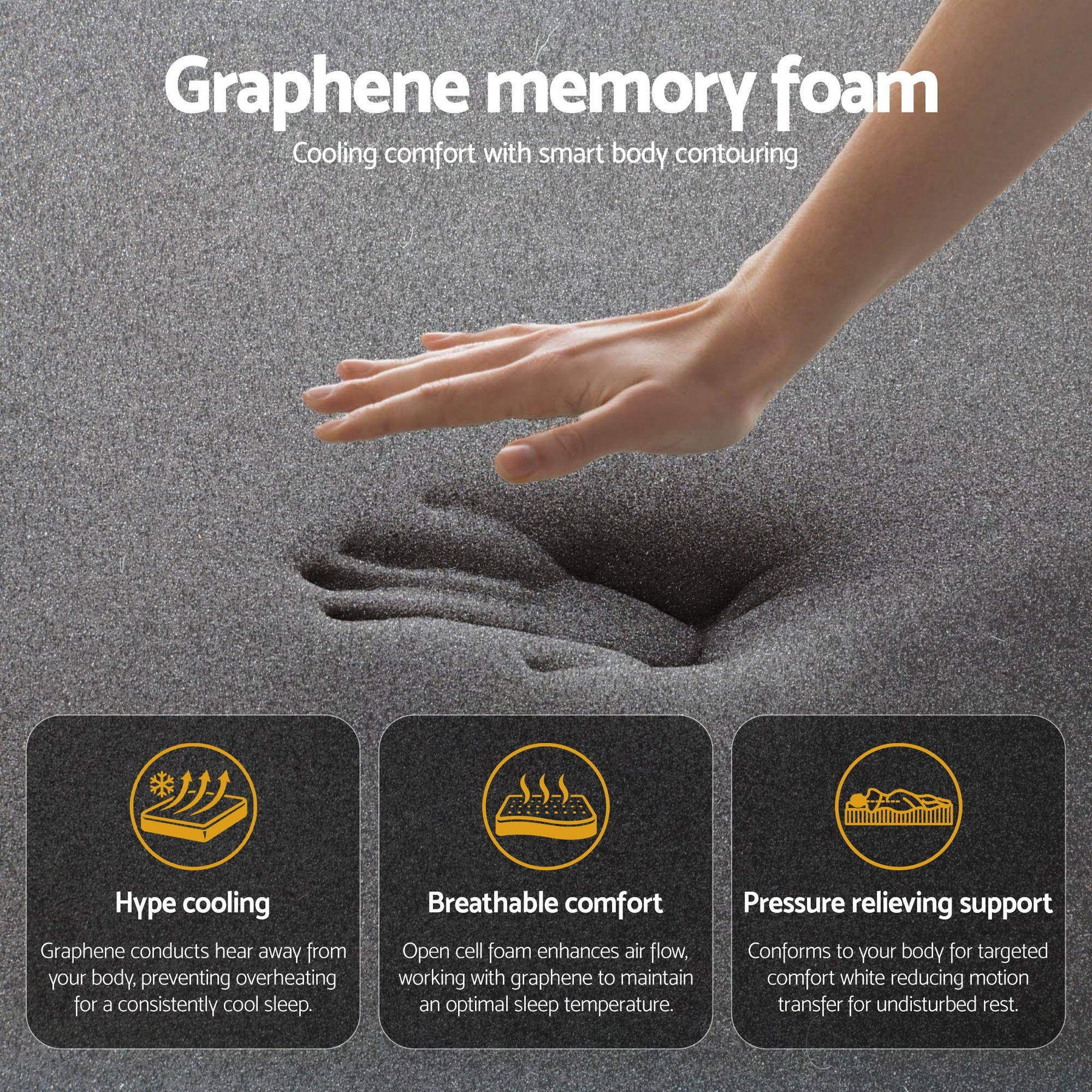 Giselle Bedding 35cm Mattress Graphene Memory Foam Medium Firm Euro Top Mattresses Single - SportZone.co.nz